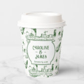 Boston Toile Forest Green Personalisiert Paper Cup Pappbecher (Vorderseite)