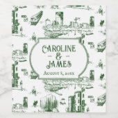 Boston Toile Forest Green Personalisiert Wine Labe Weinetikett (Einzelnes Label)