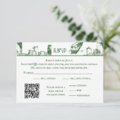Boston Toile Forest Green RSVP Card Dankeskarte (Stehend Vorderseite)