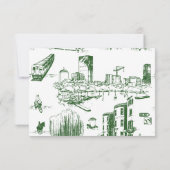 Boston Toile Forest Green RSVP Card Dankeskarte (Rückseite)