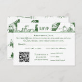 Boston Toile Forest Green RSVP Card Dankeskarte (Vorne/Hinten)