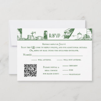 Boston Toile Forest Green RSVP Card Dankeskarte