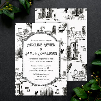 Boston Toile Hochzeitseinladung Einladung