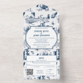 Boston Toile Navy All in One Wedite Einladung (Innen Boden)