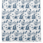 Boston Toile Navy Duschvorhang (Vorderseite)
