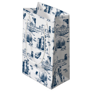 Boston Toile Navy Gift Bag Kleine Geschenktüte