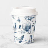 Boston Toile Navy Pappbecher (Rückseite)
