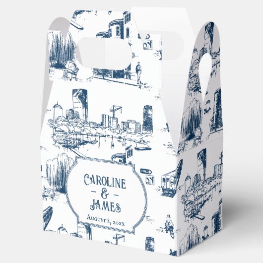 Boston Toile Navy Personalisiert Favor Box Geschenkschachtel (Geöffnet)