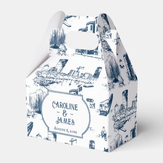 Boston Toile Navy Personalisiert Favor Box Geschenkschachtel (Vorderseite)