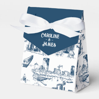 Boston Toile Navy Personalisiert Favor Box Geschenkschachtel
