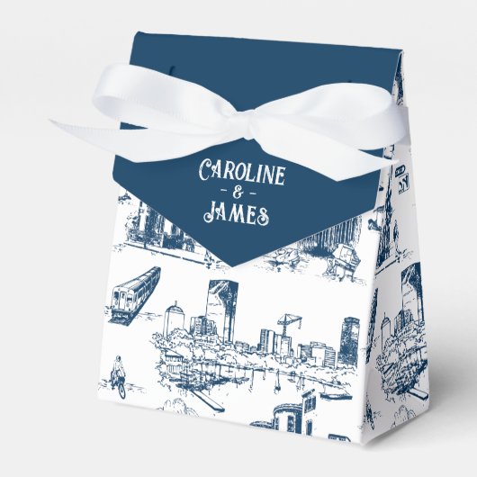 Boston Toile Navy Personalisiert Favor Box Geschenkschachtel (Vorderseite)