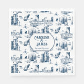 Boston Toile Navy Personalisiert Paper Napkins Serviette (Vorderseite)