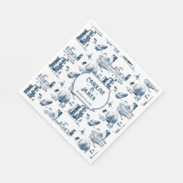 Boston Toile Navy Personalisiert Paper Napkins Serviette