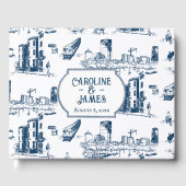 Boston Toile Navy Personalisiert Wedding Guest Boo Gästebuch (Vorderseite)