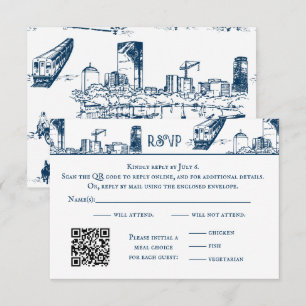 Boston Toile Navy RSVP-Karte Dankeskarte