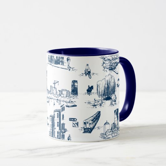 Boston Toile Navy Tasse (VorderseiteRechts)