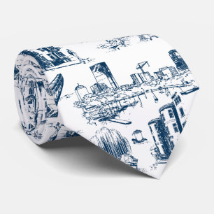 Boston Toile Navy und White Neck Tie Krawatte