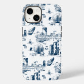 Boston Toile Navy und White Phone Case (Rückseite)