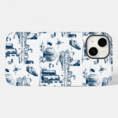Boston Toile Navy und White Phone Case (Rückseite (Horizontal))