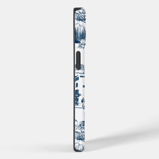 Boston Toile Navy und White Phone Case (Rückseite / Rechts)