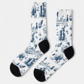Boston Toile Navy und White Socken (Linkes Detail)