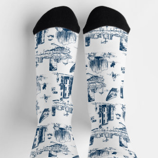 Boston Toile Navy und White Socken