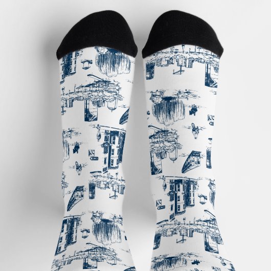 Boston Toile Navy und White Socken (Oben)