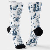 Boston Toile Navy und White Socken (Gewinkelt)