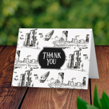 Boston Toile Personalisiert Danke, Card
