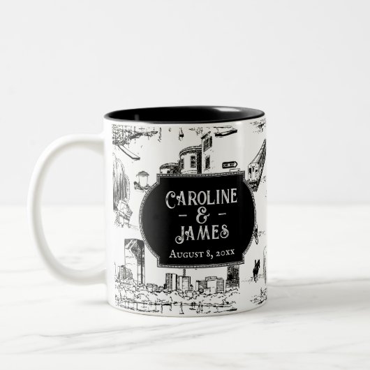 Boston Toile Personalisiert Wedding Date Tasse (Links)