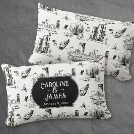 Boston Toile Personalisiert WeddingDate Throw Kiss Lendenkissen