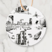 Boston Toile Personalisierte Gastgeschenk Hochzeit Geschenkanhänger (Rückseite)