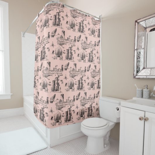 Boston Toile Pink und Black Duschvorhang (Beispiel)