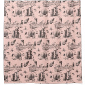 Boston Toile Pink und Black Duschvorhang (Vorderseite)