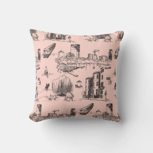 Boston Toile Pink und Black Kissen