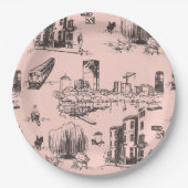Boston Toile Pink und Black Pappteller (Vorderseite)