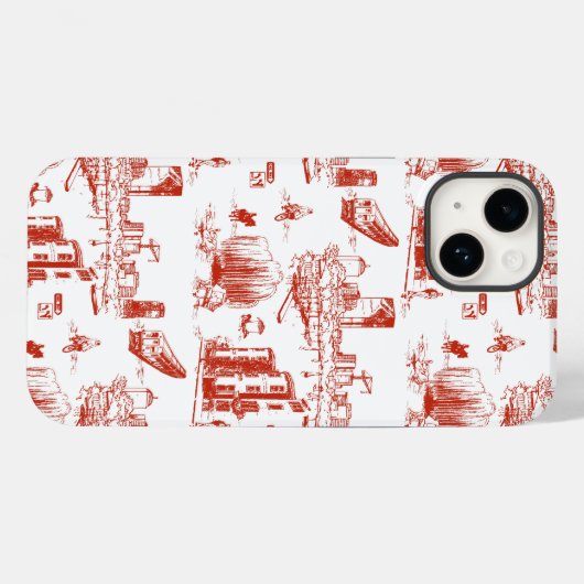Boston Toile Red and White Phone Case (Rückseite (Horizontal))