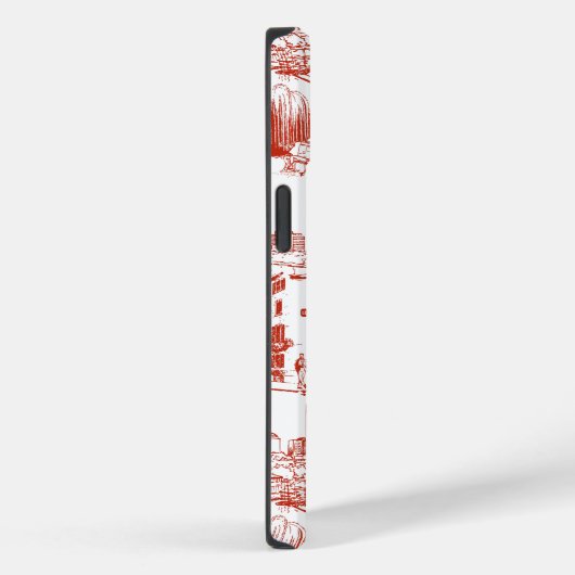 Boston Toile Red and White Phone Case (Rückseite / Rechts)