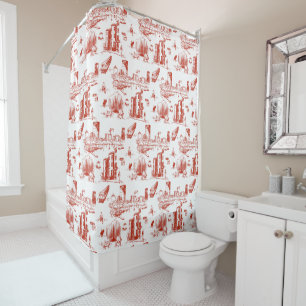 Boston Toile Red Duschvorhang