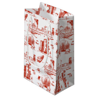 Boston Toile Red Gift Bag Kleine Geschenktüte