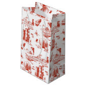 Boston Toile Red Gift Bag Kleine Geschenktüte (Rückseite Schrägansicht)