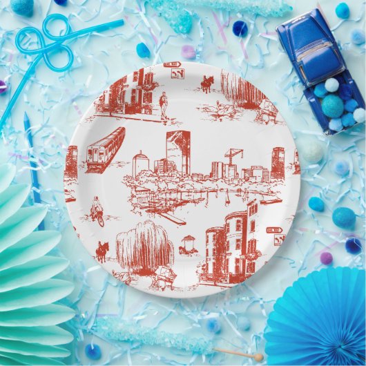 Boston Toile Red Pappteller (Party)