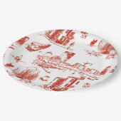 Boston Toile Red Pappteller (Schrägansicht)