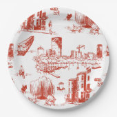 Boston Toile Red Pappteller (Vorderseite)