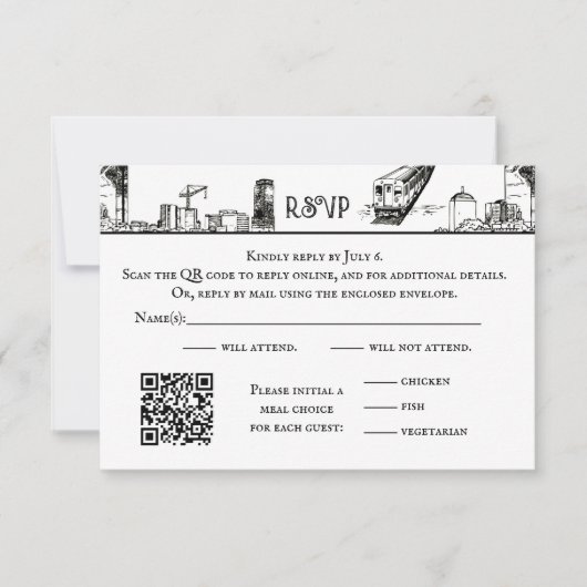 Boston Toile RSVP Card Dankeskarte (Vorderseite)