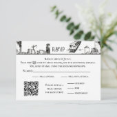 Boston Toile RSVP Card Dankeskarte (Stehend Vorderseite)