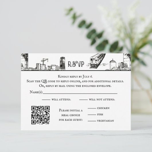 Boston Toile RSVP Card Dankeskarte (Stehend Vorderseite)