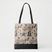 Boston Toile Tan Colorblock Tote Bag Tasche (Vorderseite)