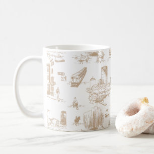 Boston Toile Tan und White Kaffeetasse