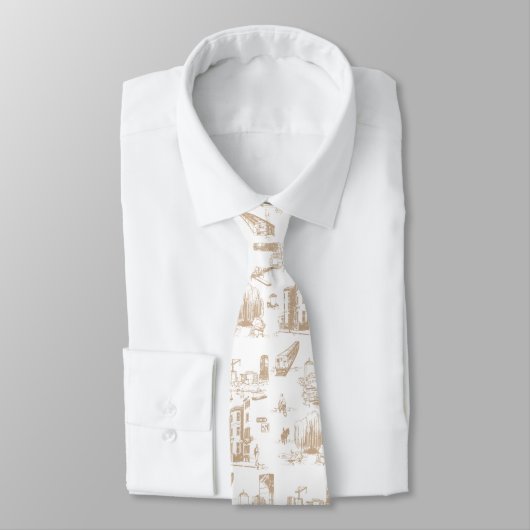 Boston Toile Tan und White Krawatte (Gebunden)